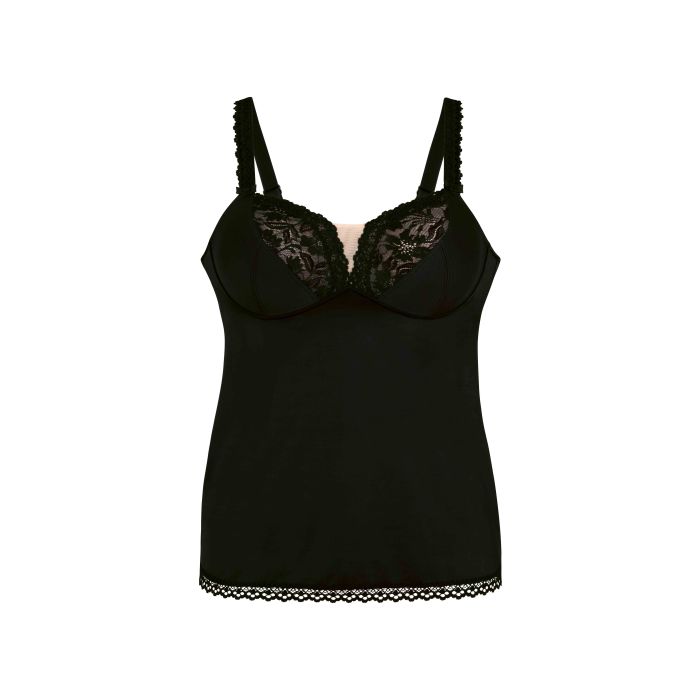 Black Lace Camisole With Build in Wireless Push up Bra and Panty Set -   Canada